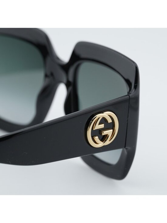 Gucci GG0053S 001 Sunglasses Black Square Frame, Grey Gradient Lenses main image 8